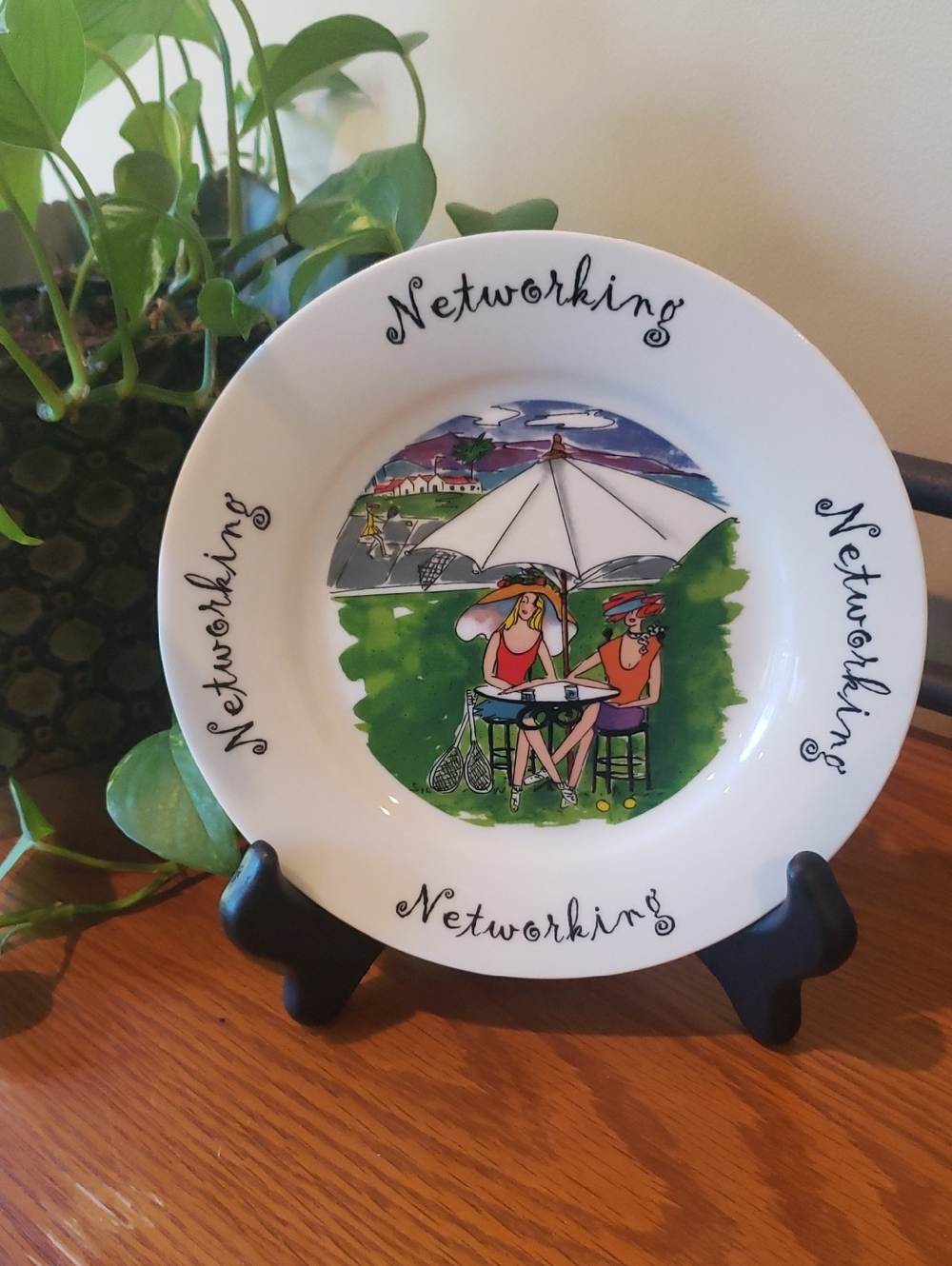 NWT Anne Ormsby by House of Prill Decor/Dessert Plate - Tennis Networking Themed
